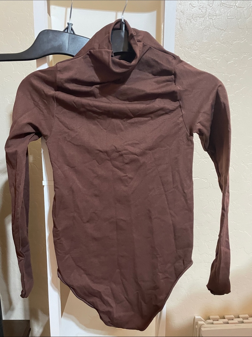 SKIMS Brown Long-Sleeve Turtleneck Bodysuit